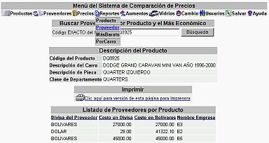Sistema Comparacion Precios Reporte Proveedor Por Producto (20K)